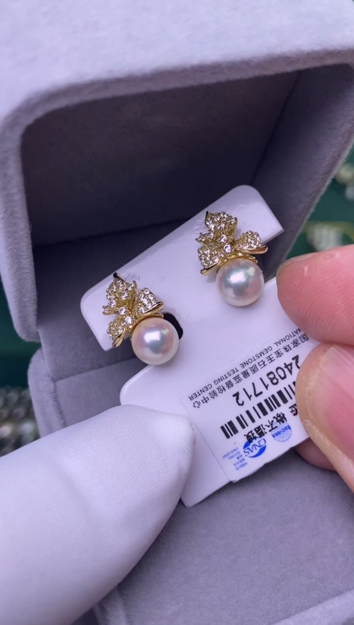 【闪购商品】海水珍珠耳饰银S925镶嵌7-8
