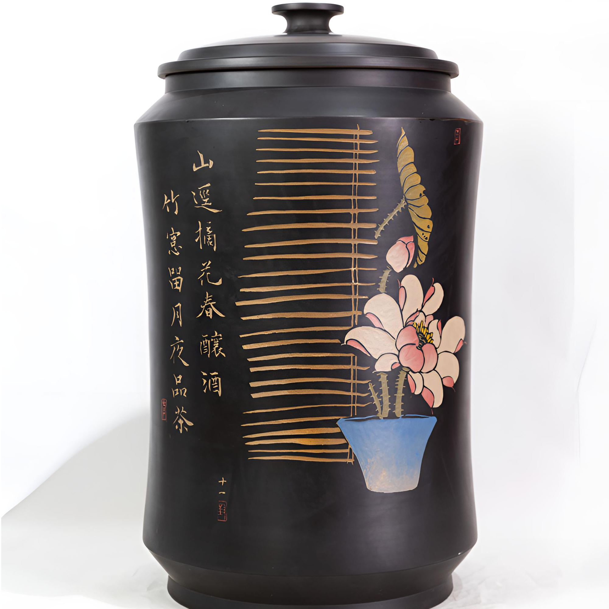 八点铺子 云南建水纯手工 阴刻阳填紫陶大罐（20饼以上）