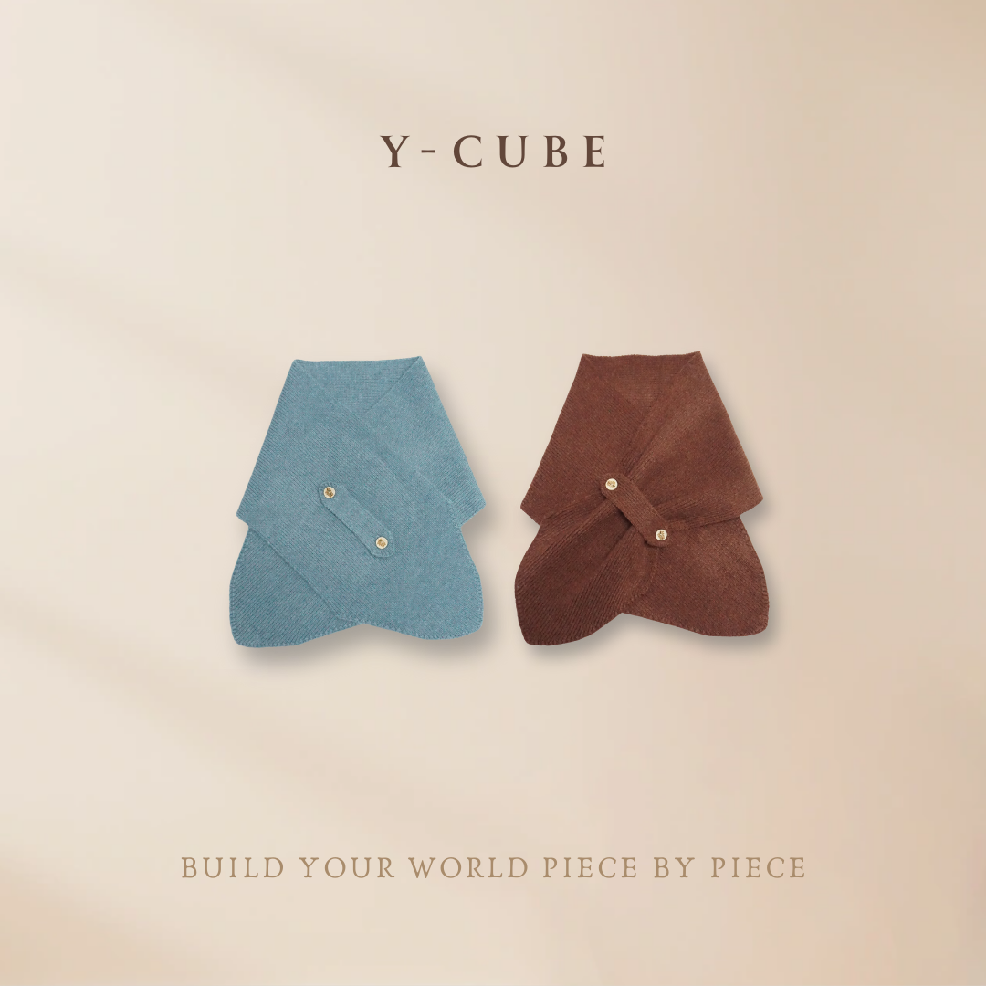 Y-CUBE「海盐焦糖」双色儿童针织围巾