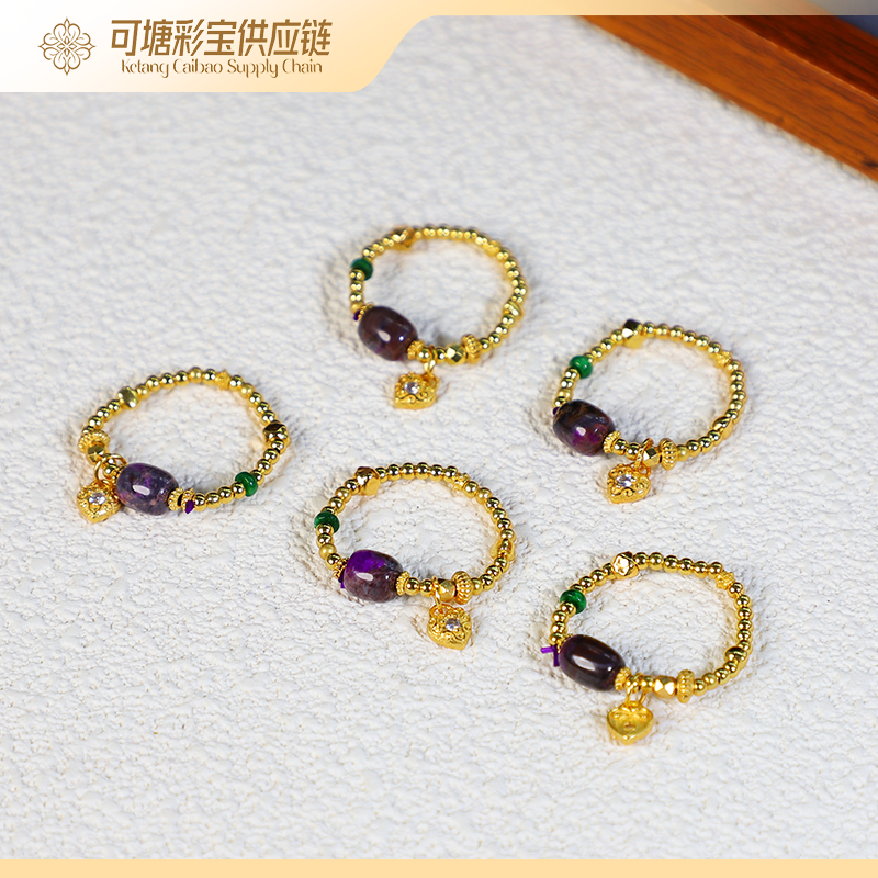 南非舒俱来 S925红丝绒桶珠戒圈/多样性发一件