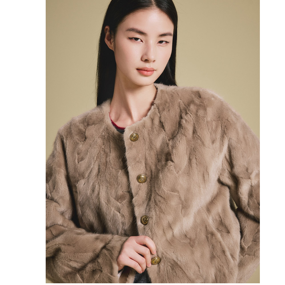 【琥珀流光】PSALTER诗篇 桑蚕丝填充内胆水貂皮草外套6C65108143