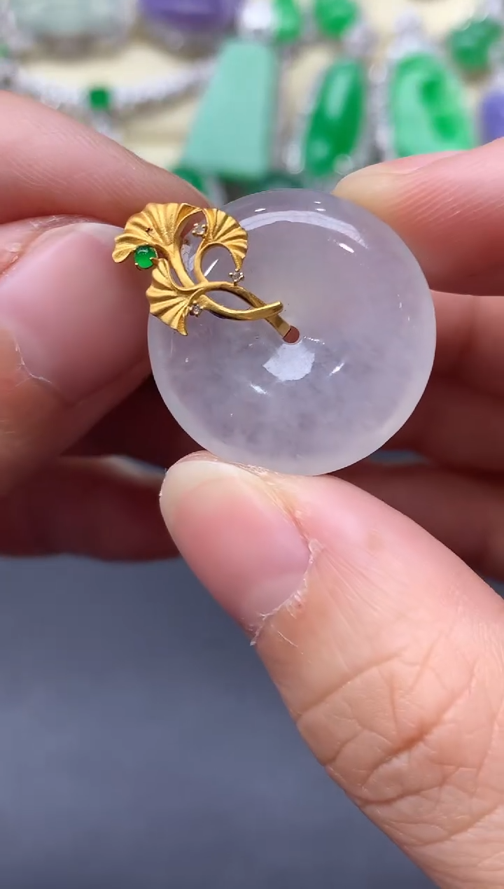 颈饰18K金镶嵌翡翠251-中国好珍宝