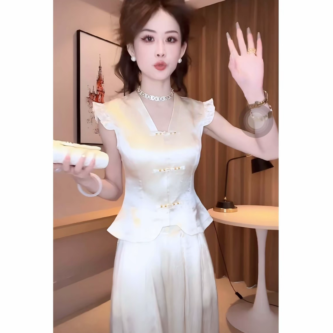 【运费补贴】两件套小公主2025夏季新中式短袖T恤设计款裤子套装