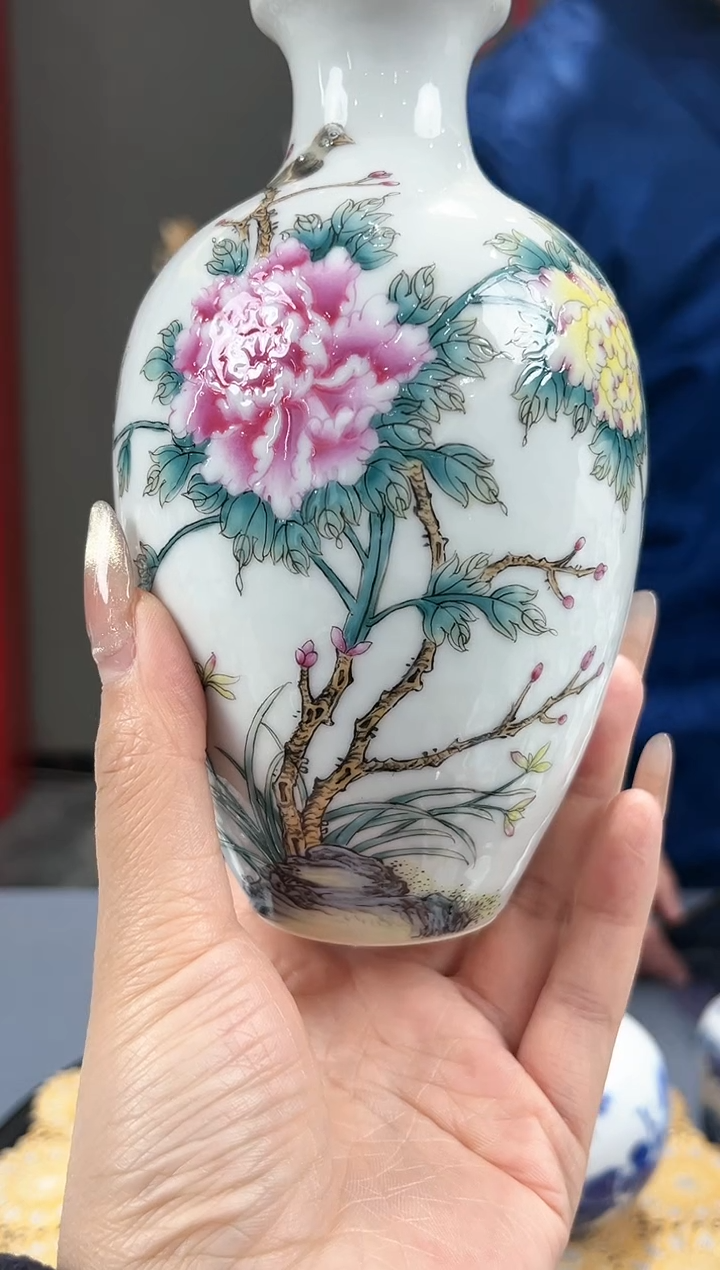 【闪购商品】官窑瓷画院819官窑瓷画院花鸟赏瓶