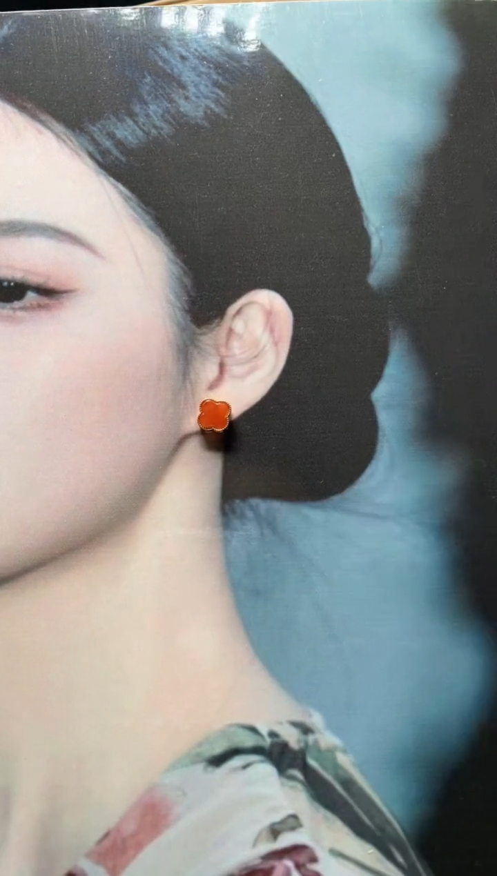 【闪购商品】南红玛瑙耳饰银S925镶嵌0034