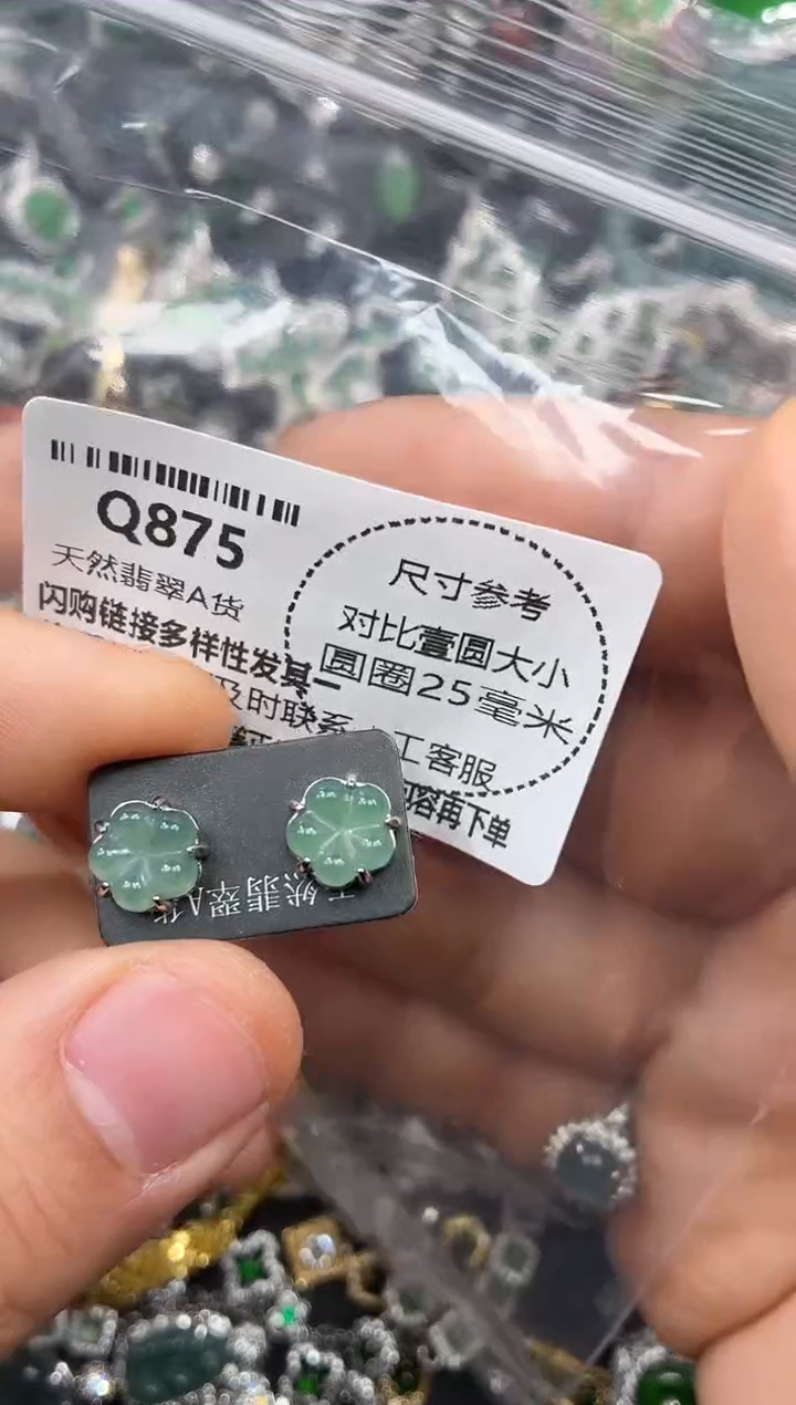 颈饰未镶嵌翡翠Q875耳钉