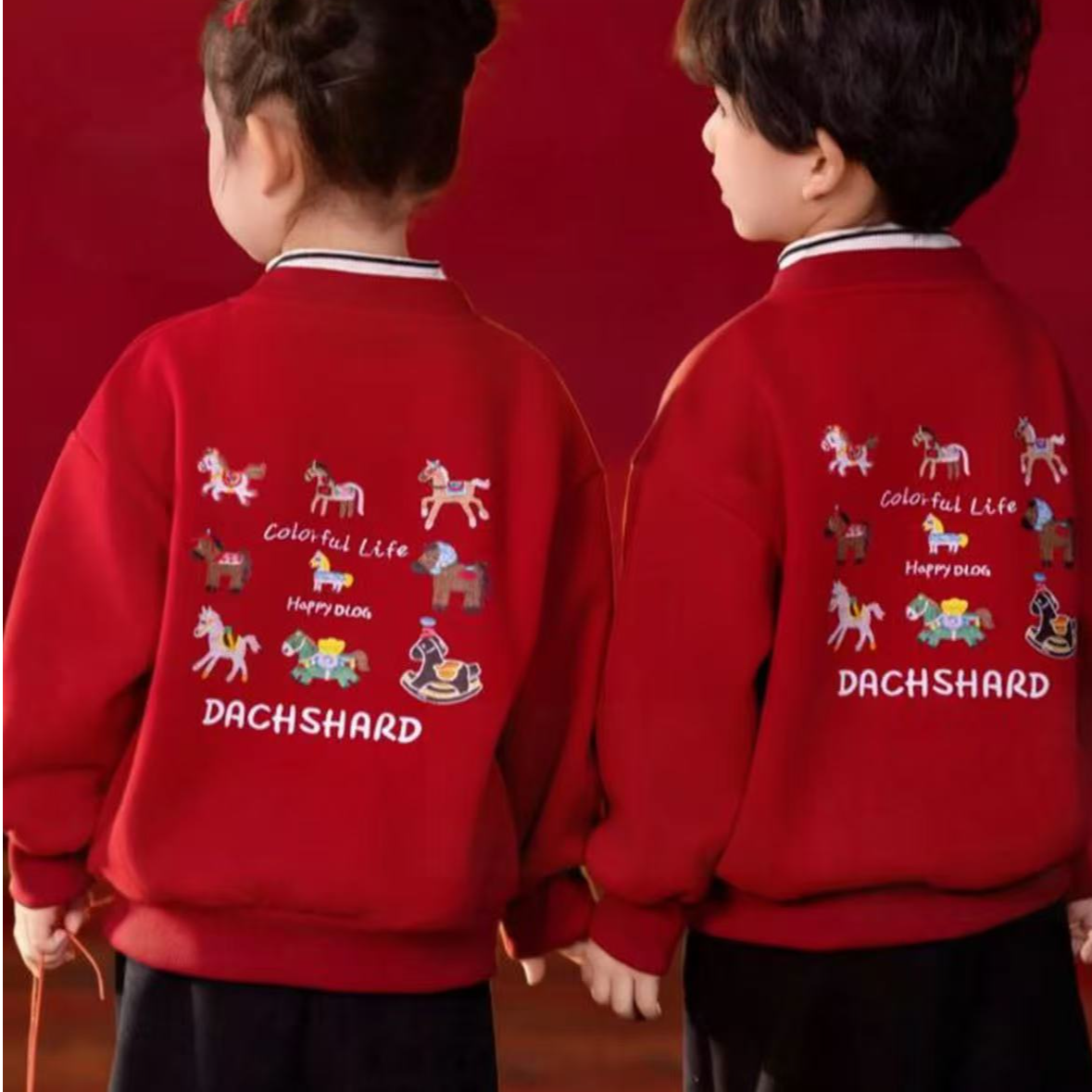 男加绒卡通动漫儿童保暖拜年卫衣春秋拜年服冬季-LY25662