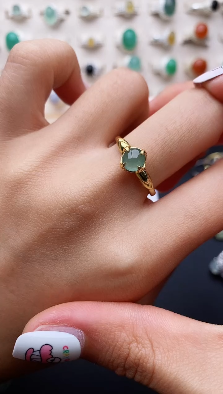 【闪购商品】翡翠戒指银S925镶嵌缅甸翡翠