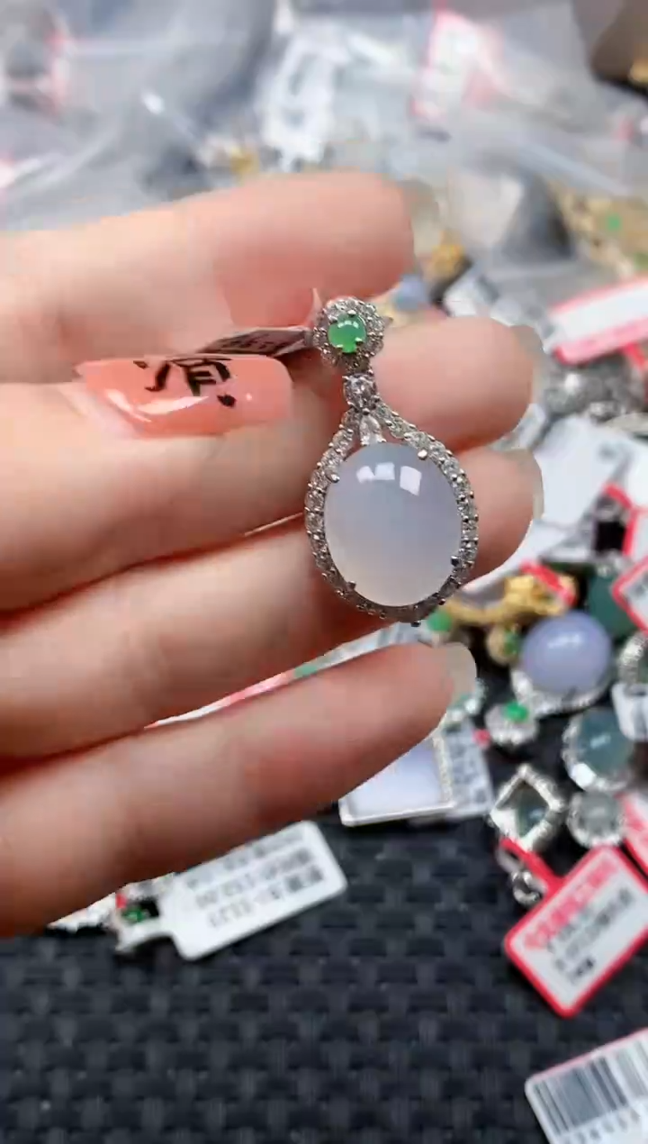银S925镶嵌戒指翡翠天然A货缅甸翡翠