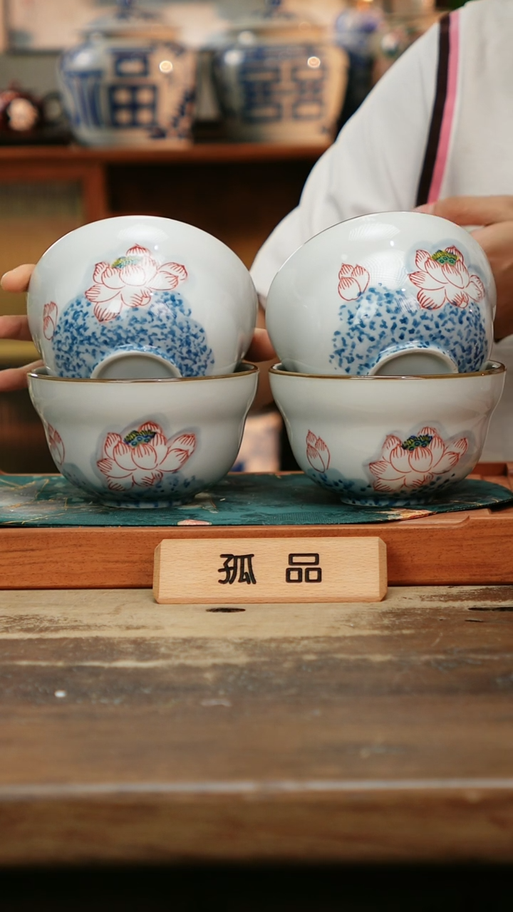 摆件景德镇纯手工釉下彩精品花瓶