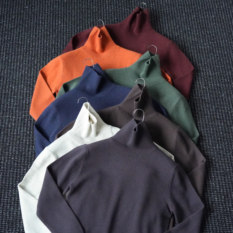 CssuGent 100%绵羊毛 时尚半高领保暖针织毛衣男休闲百搭打底衫潮