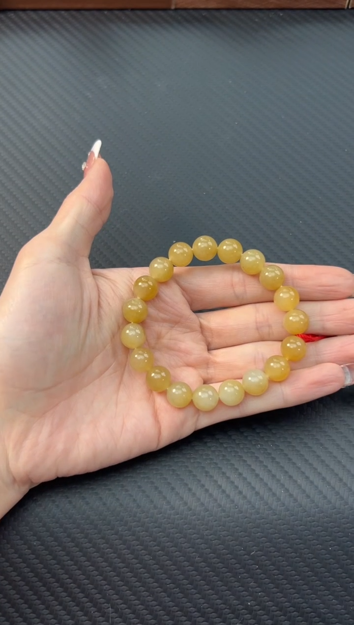 【闪购商品】和田玉手串未镶嵌且末金山微色差卡10手串