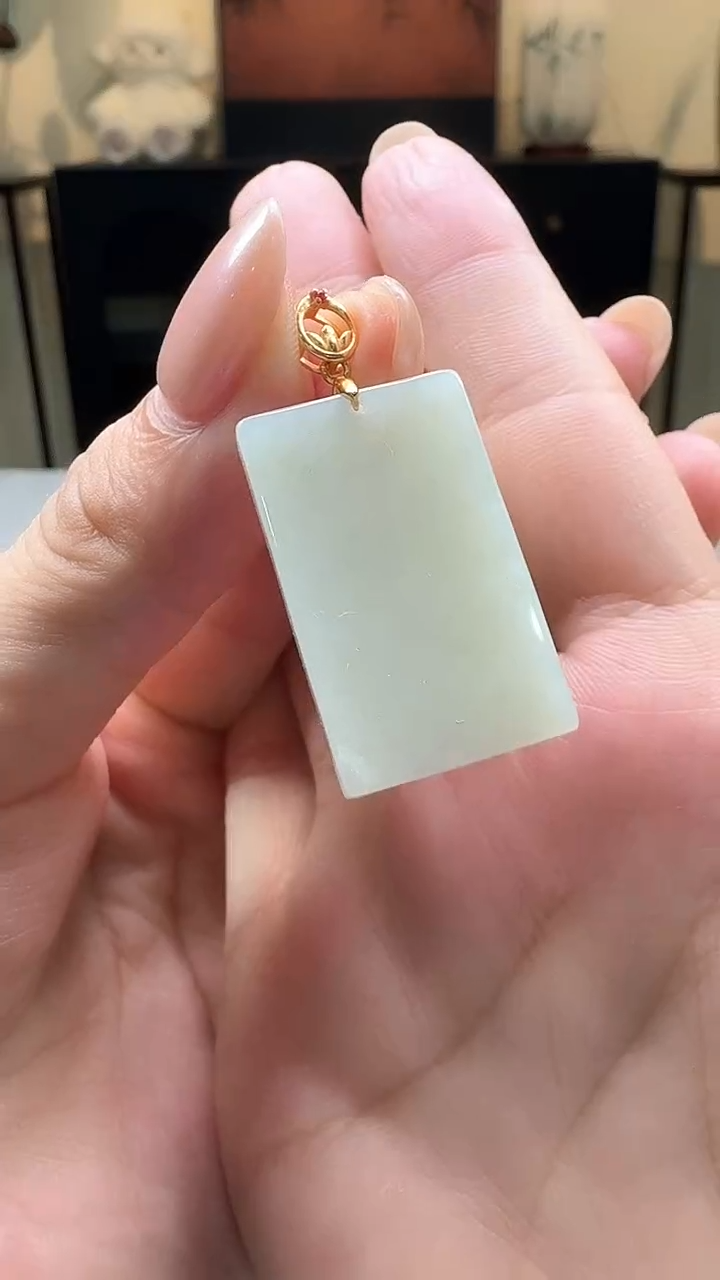 吊坠(不含链)足金镶嵌和田玉和田玉吊坠无事牌