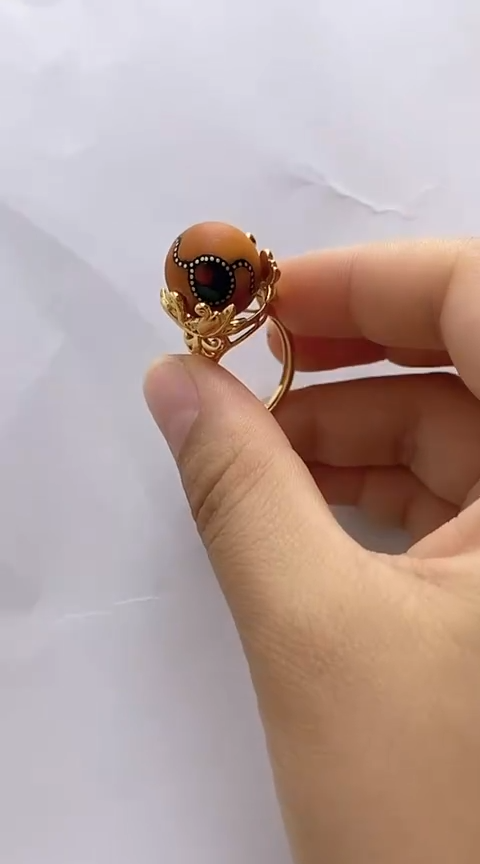 【闪购商品】琥珀裸石银S925镶嵌蜜蜡戒指