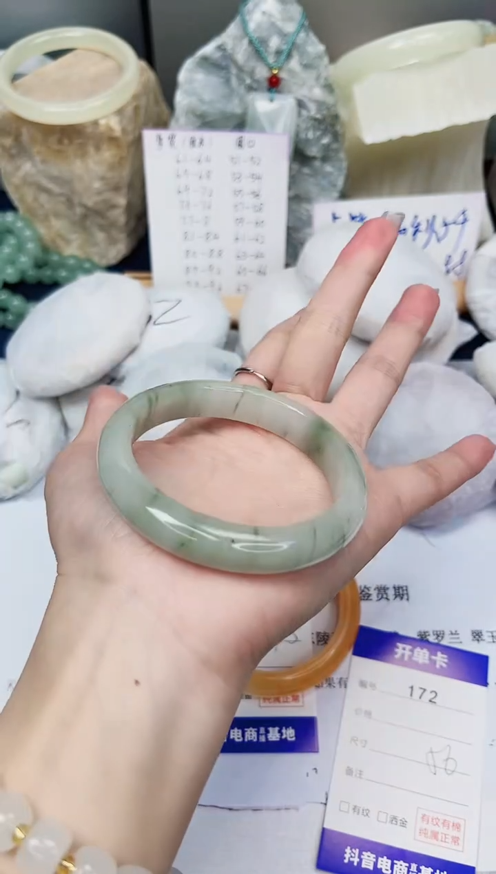 【闪购商品】石英质玉手镯合金172-天山翠-圈口56