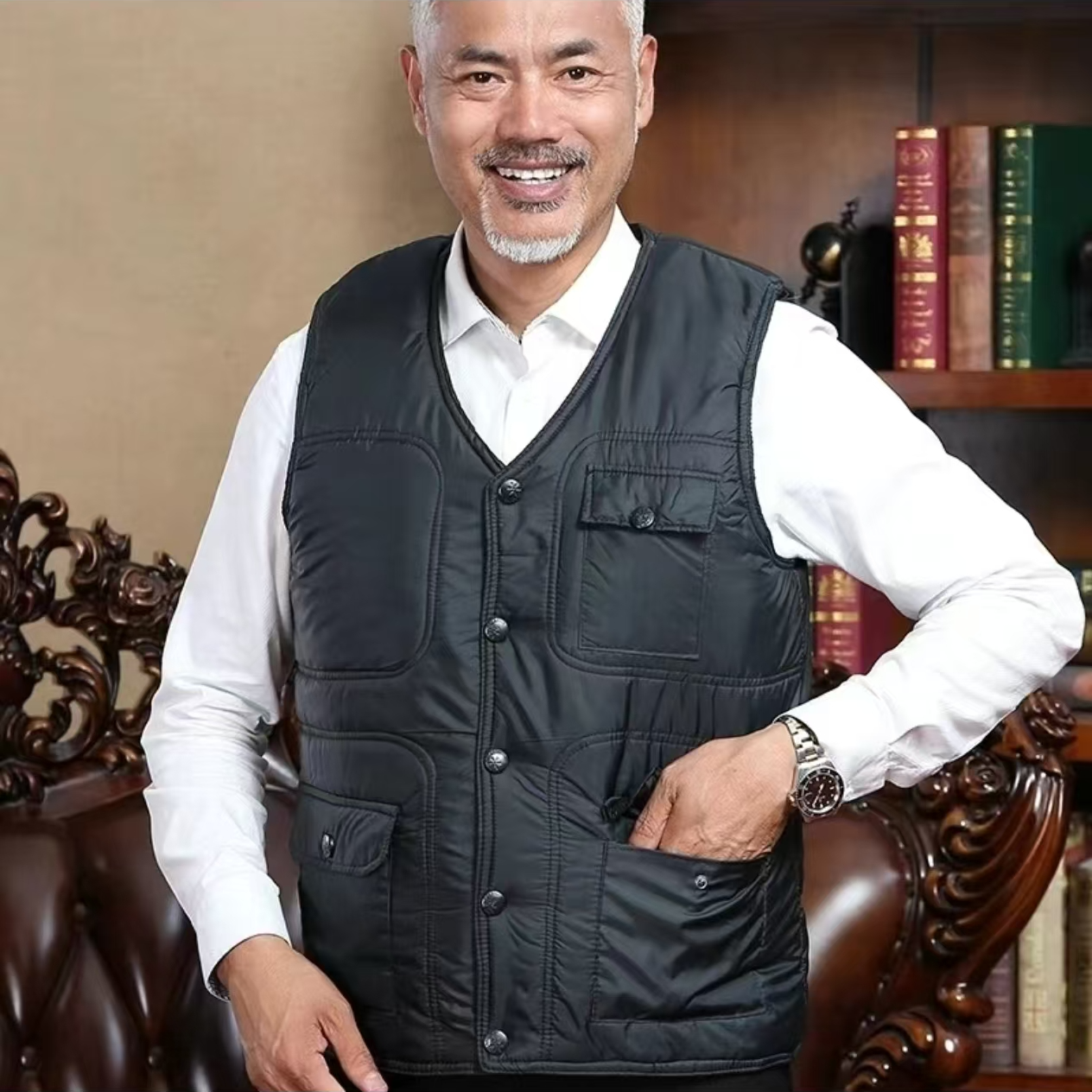 【畅销款 羔毛皮毛一体马甲】四季通用保暖加厚马甲中老年软面马甲