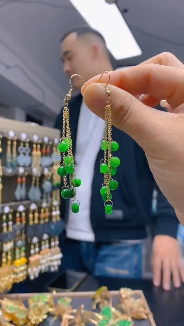 【闪购商品】翡翠耳饰合金0191翡翠耳钩