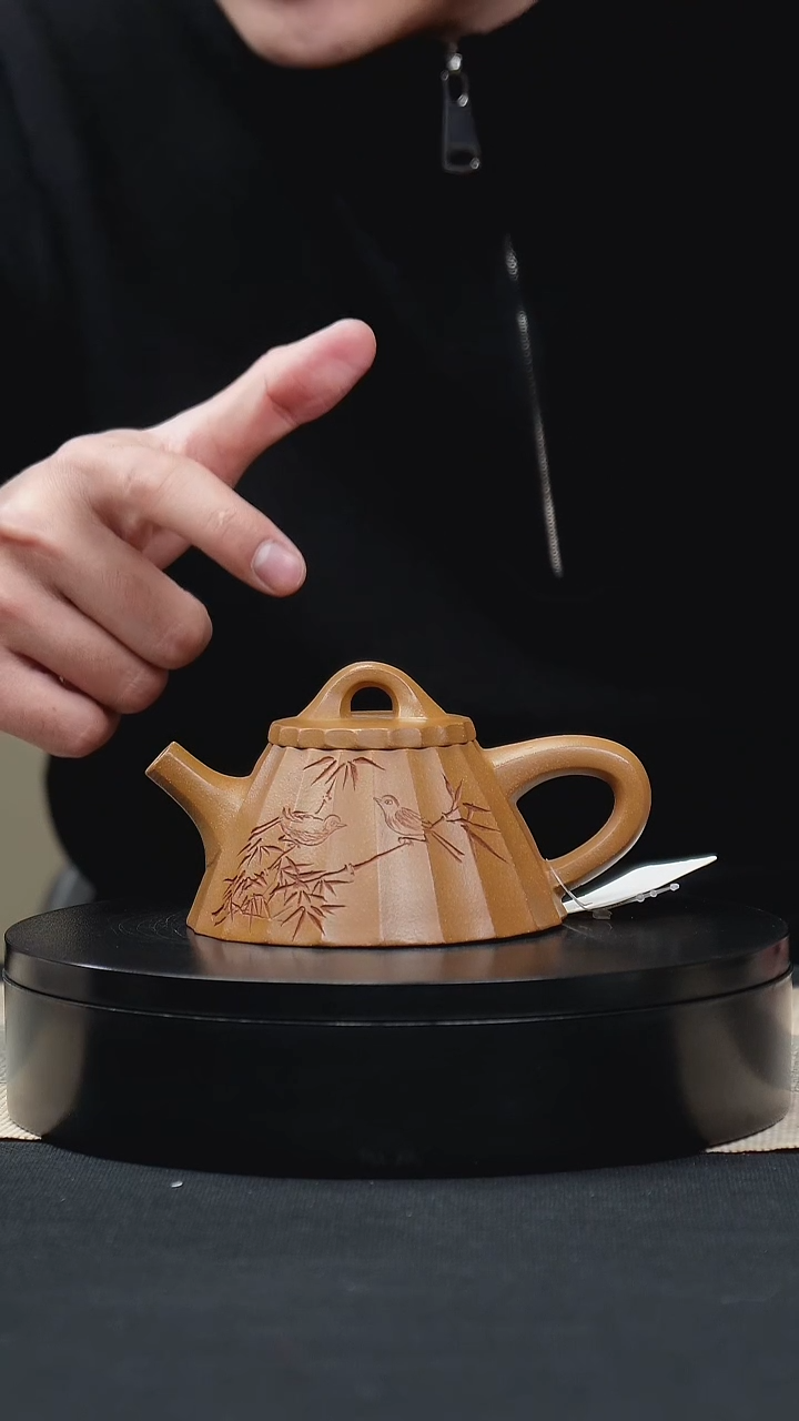 【闪购商品】紫砂茶壶092蟹黄金砂黄金砂筋纹霸王石瓢手工紫砂