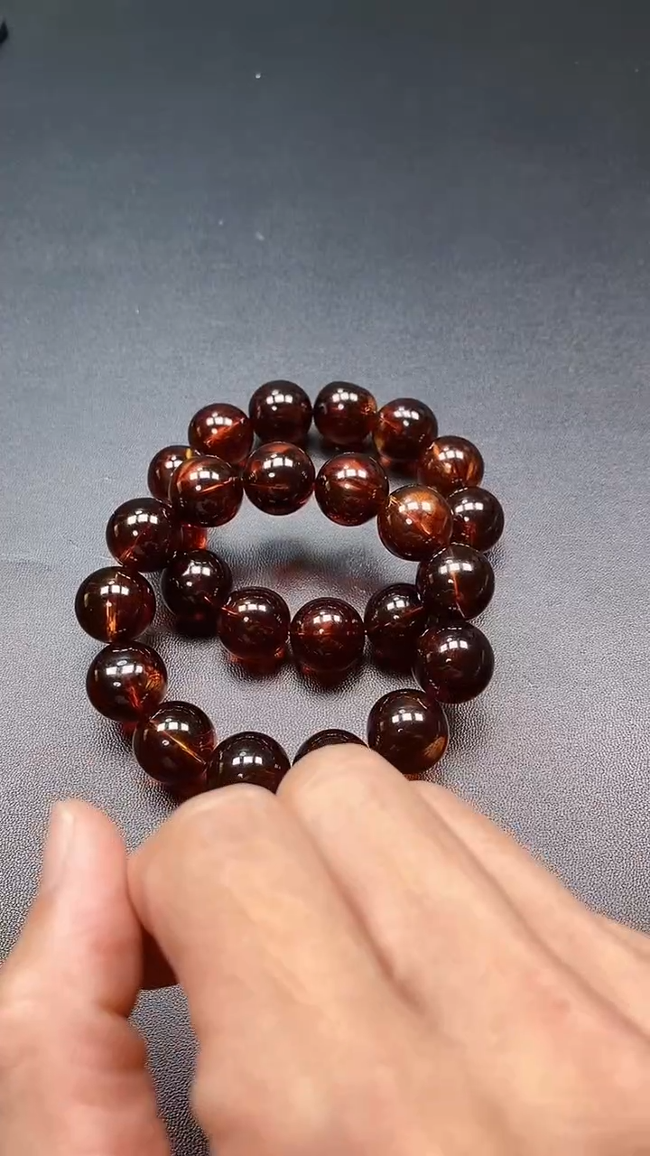 血珀颈饰未镶嵌Y002缅甸血丝珀时尚百搭手串17-18mm