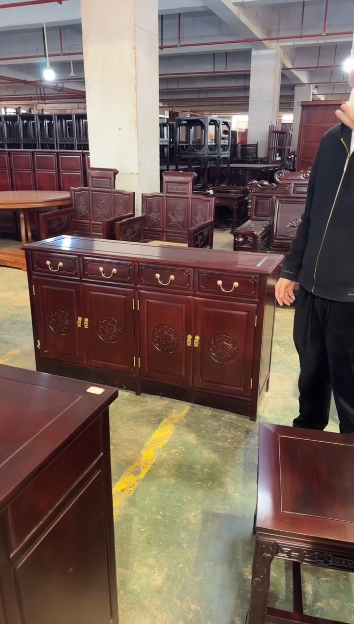 黑酸枝木类成套家具四门餐边柜 1.38M