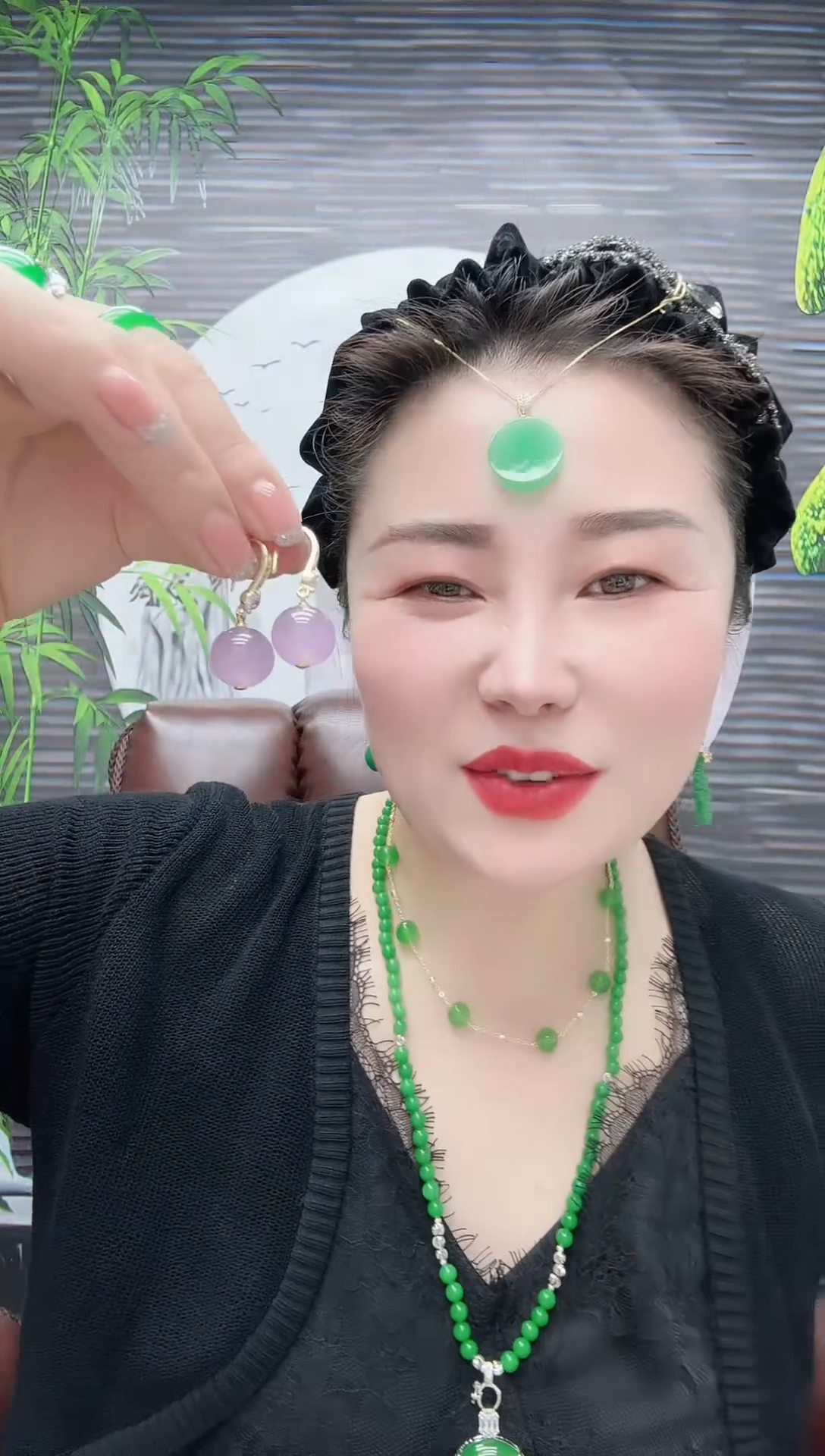 翡翠未镶嵌耳饰私人定制冰紫耳坠