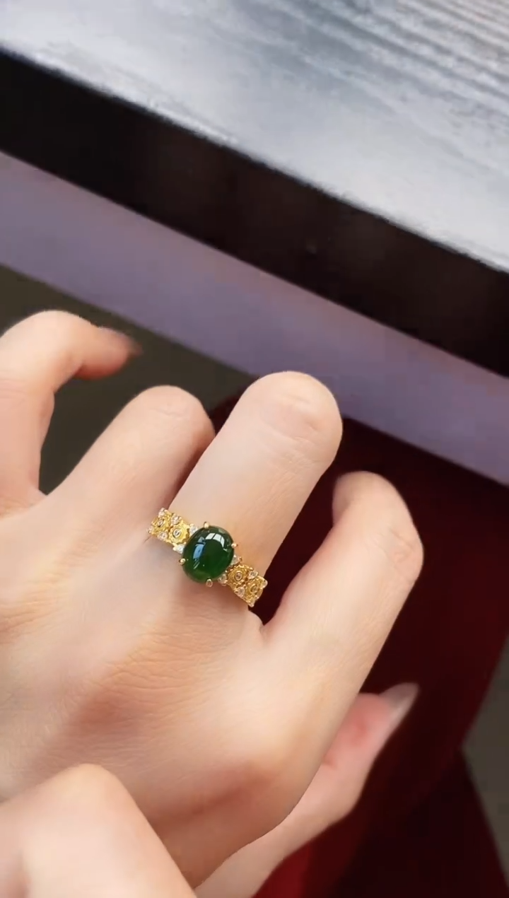 银S925镶嵌戒指翡翠12