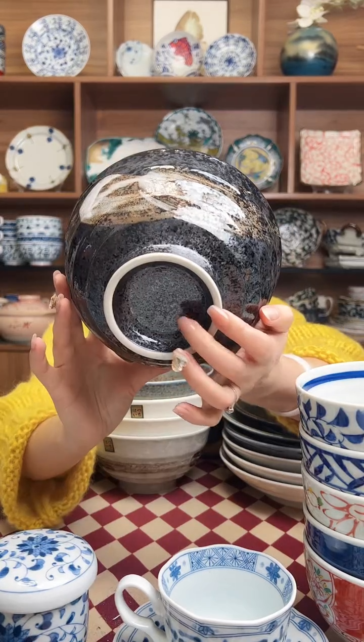 【闪购商品】瓷片明世荒刷毛17cm四轮面碗    