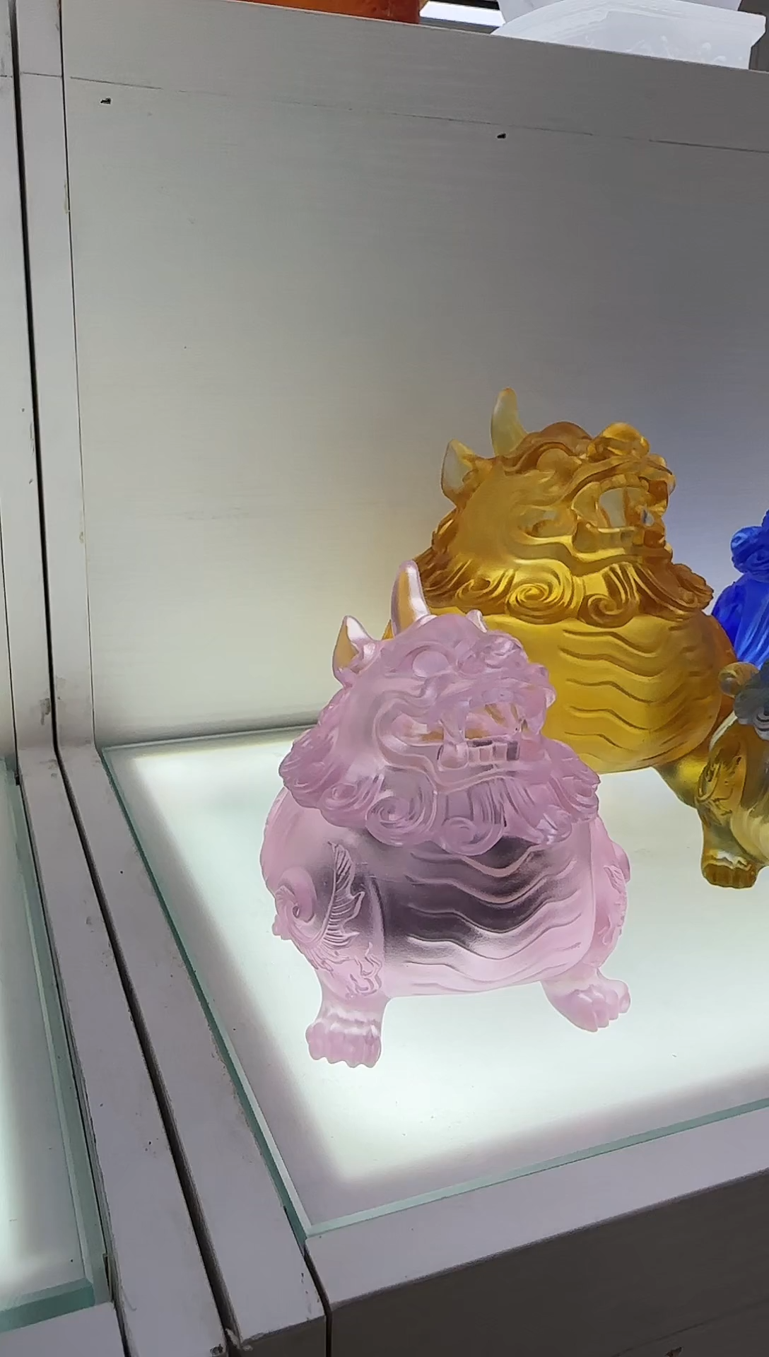 手工艺品琉璃粉色狻猊