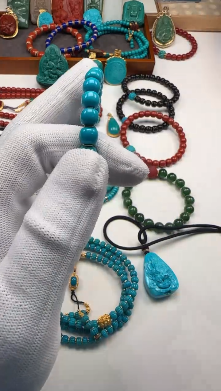 18K金镶嵌绿松石手串手串马***～手串手串