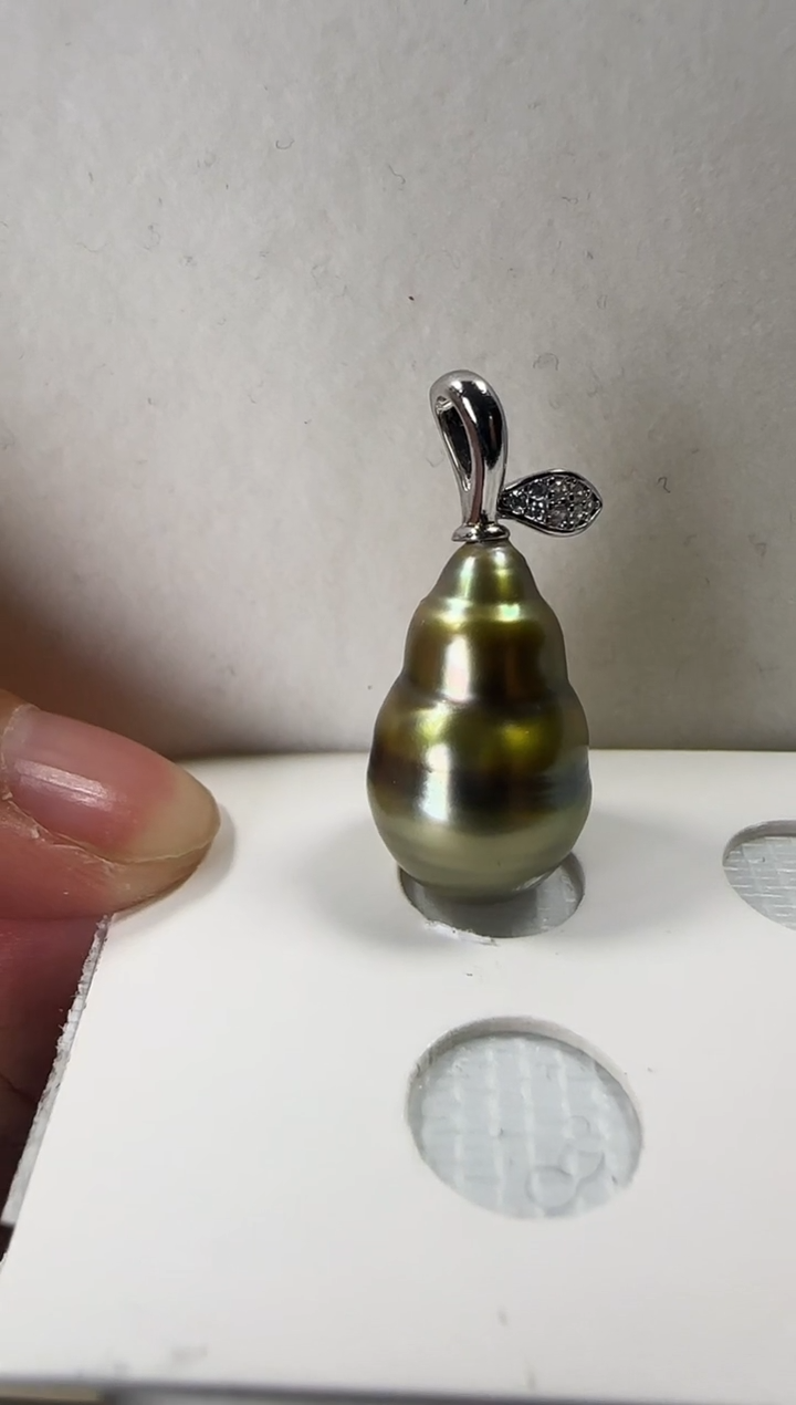 银S925镶嵌吊坠(不含链)海水珍珠糖****✨大溪地巴洛克12.1mm