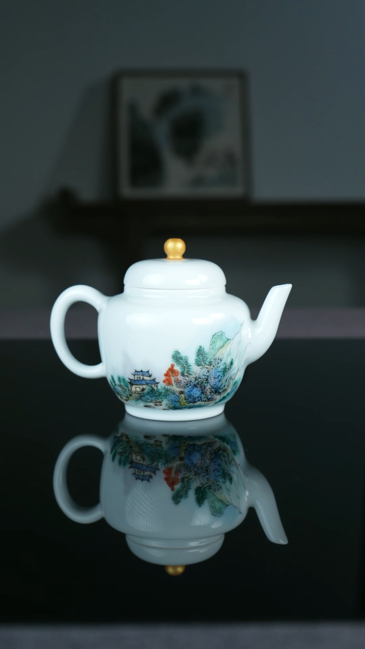 【闪购商品】瓷片《大林寺桃花》壶