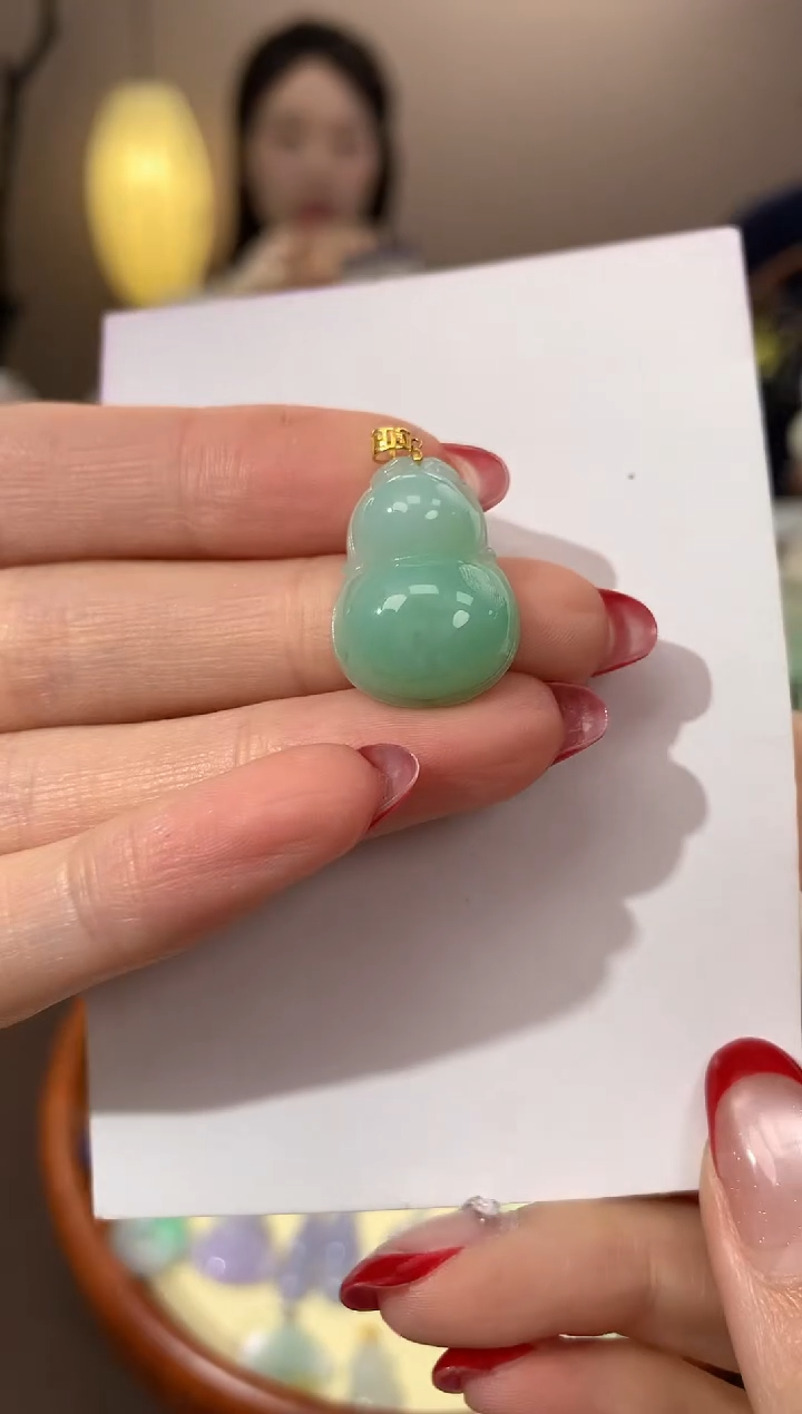 【闪购商品】翡翠颈饰18K金镶嵌天然缅甸a货翡翠