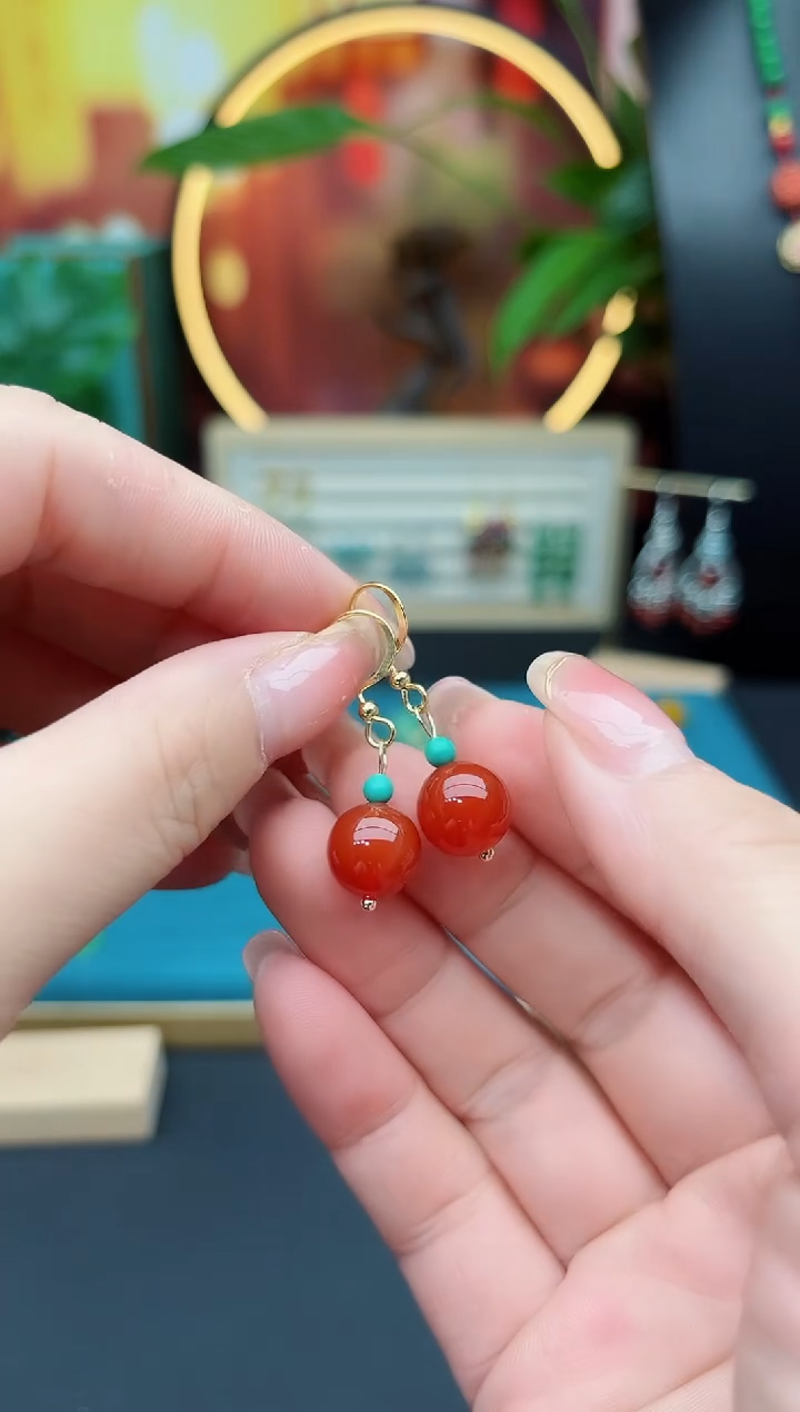 玛瑙/玉髓耳饰银S925镶嵌424000