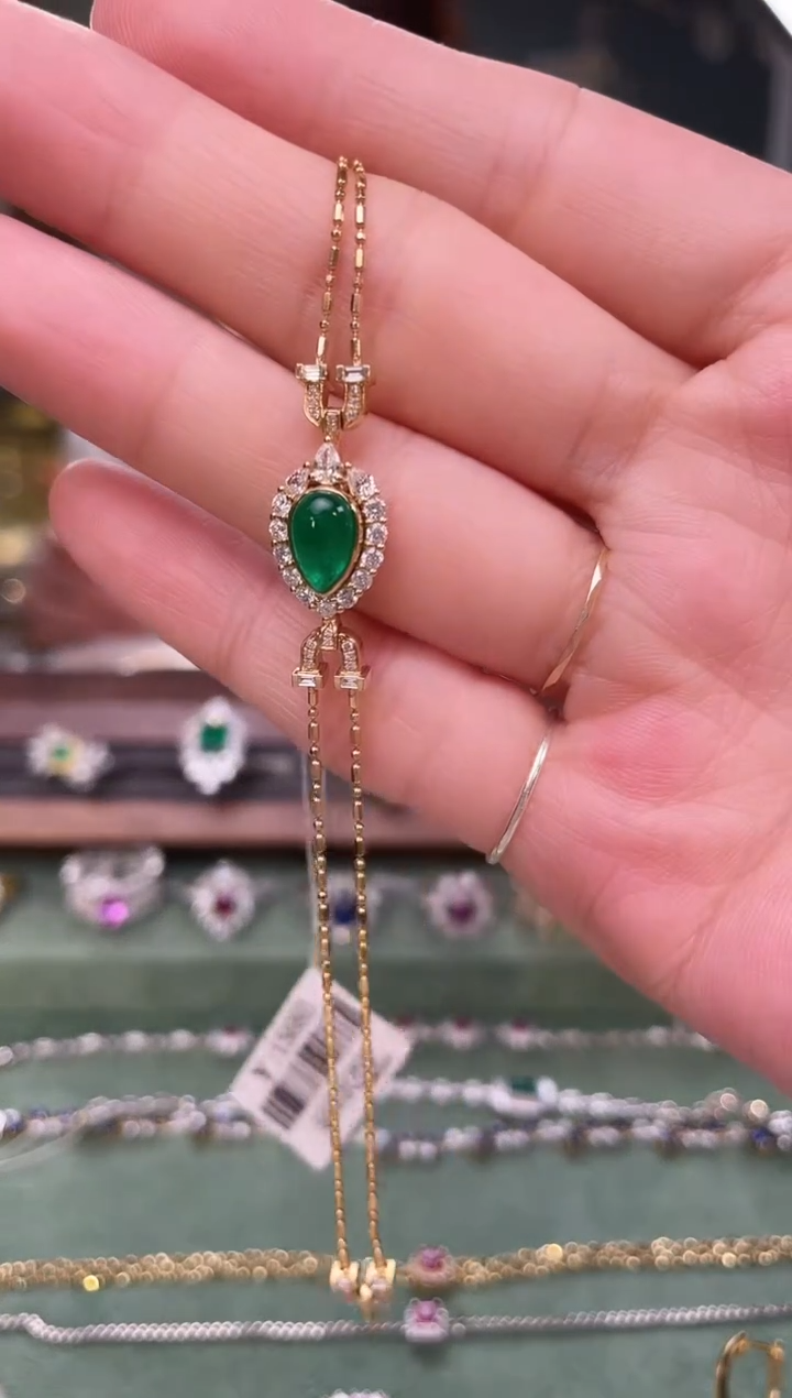 手链18K金镶嵌祖母绿阿富汗主石：0.93ct