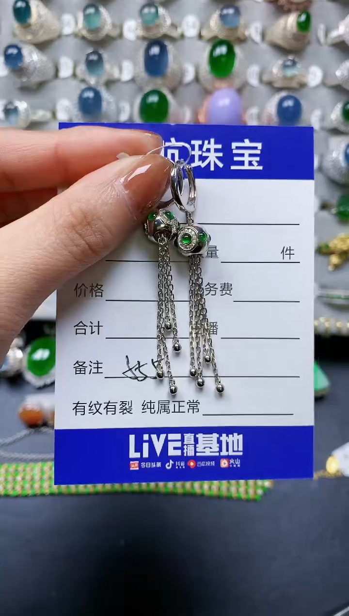 【闪购商品】翡翠耳饰银S925镶嵌0555