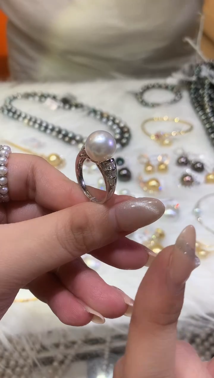 18K金镶嵌戒指海水珍珠A347|12800