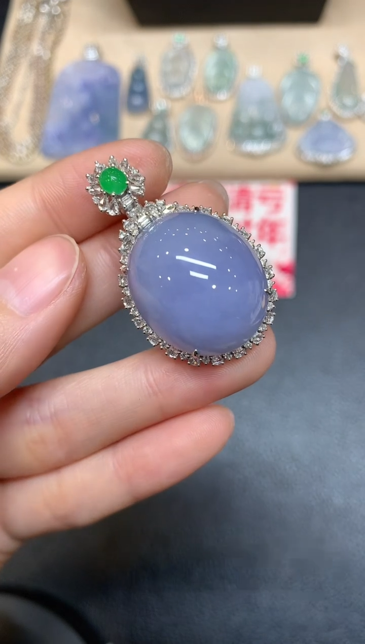 【闪购商品】翡翠吊坠(不含链)18K金镶嵌蛋面【无服务费