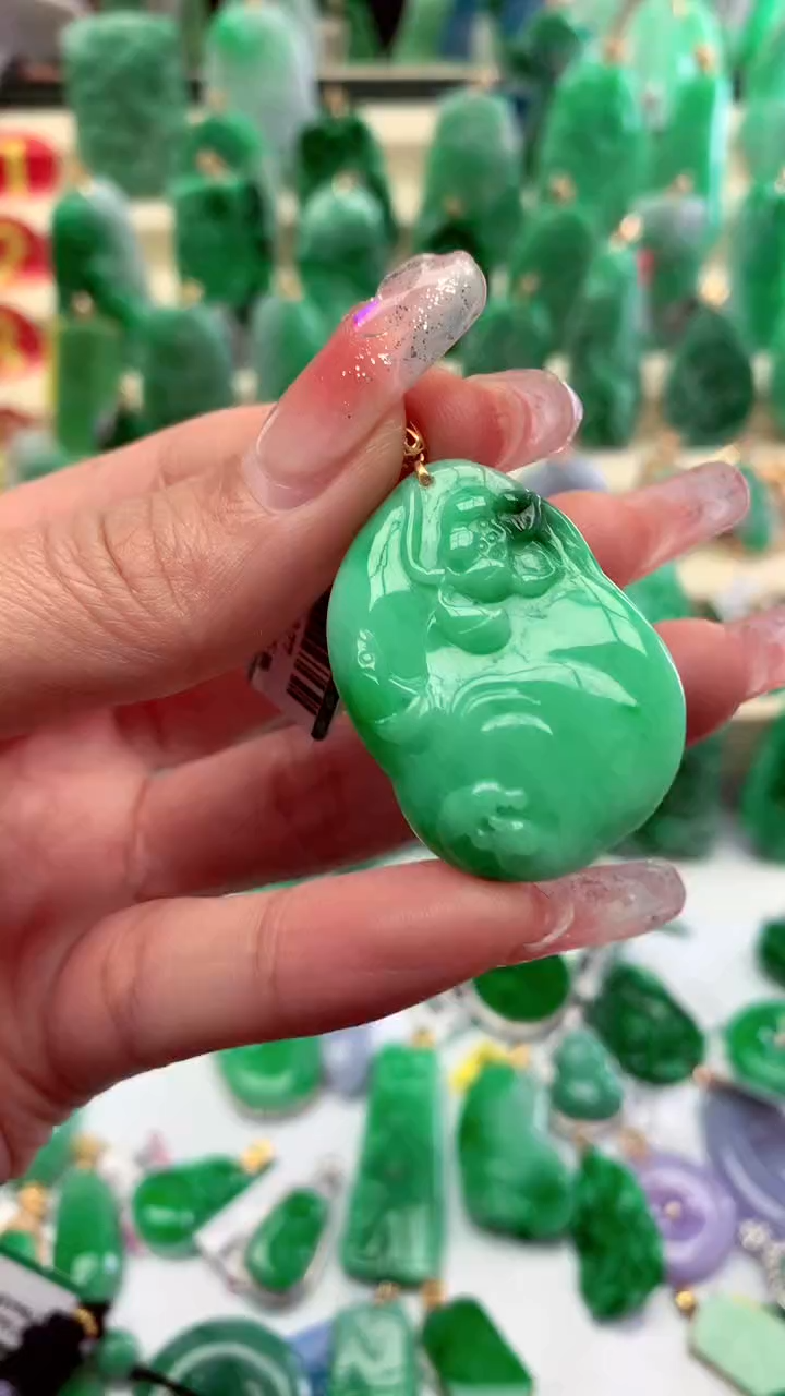 【闪购商品】翡翠颈饰18K金镶嵌挂件