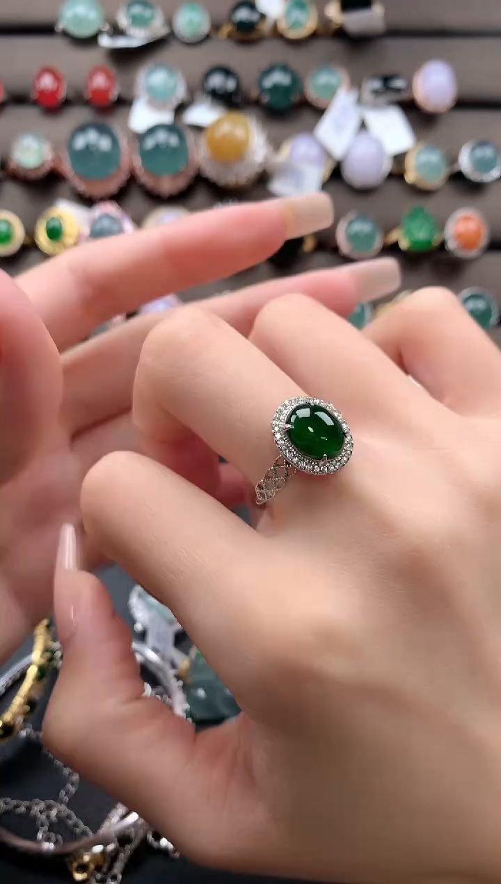 【闪购商品】翡翠戒指银S925镶嵌4234324