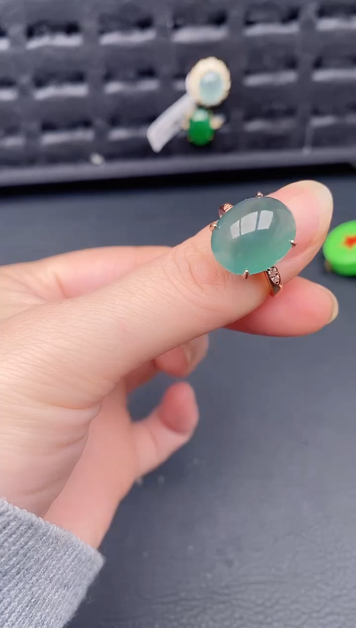 银S925镶嵌戒指翡翠天然a货翡翠237