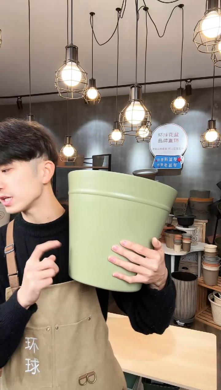 【闪购商品】塑料12寸克里欧斜口抹茶绿2套装带托