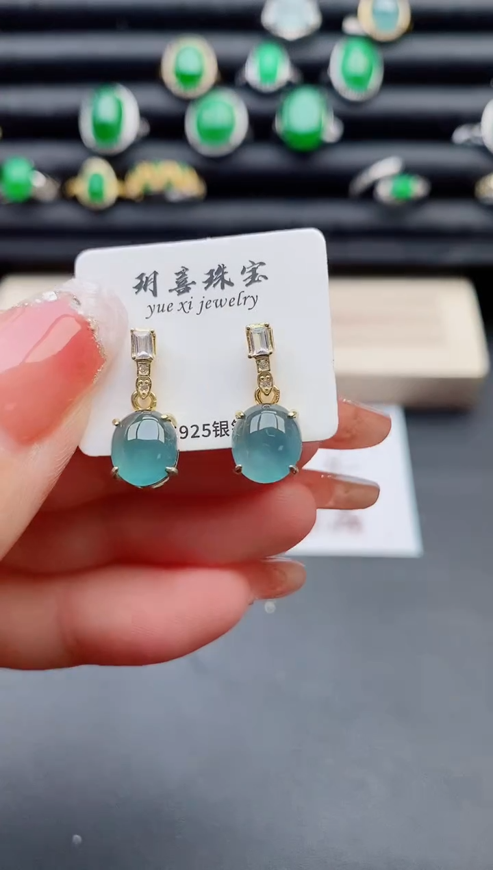 【闪购商品】翡翠耳饰银S925镶嵌321321