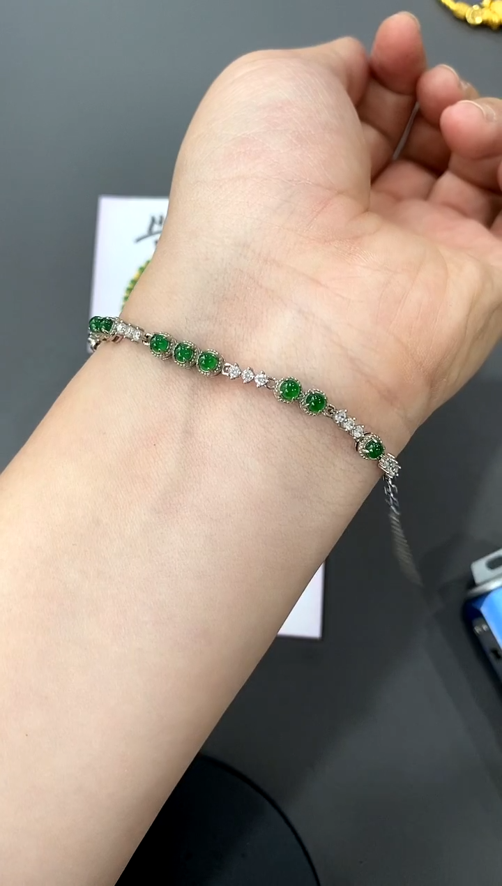 【闪购商品】翡翠手链银S925镶嵌买断价