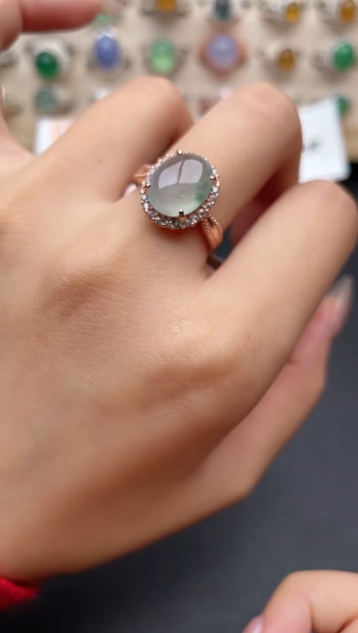 【闪购商品】翡翠戒指银S925镶嵌一物一证一礼盒