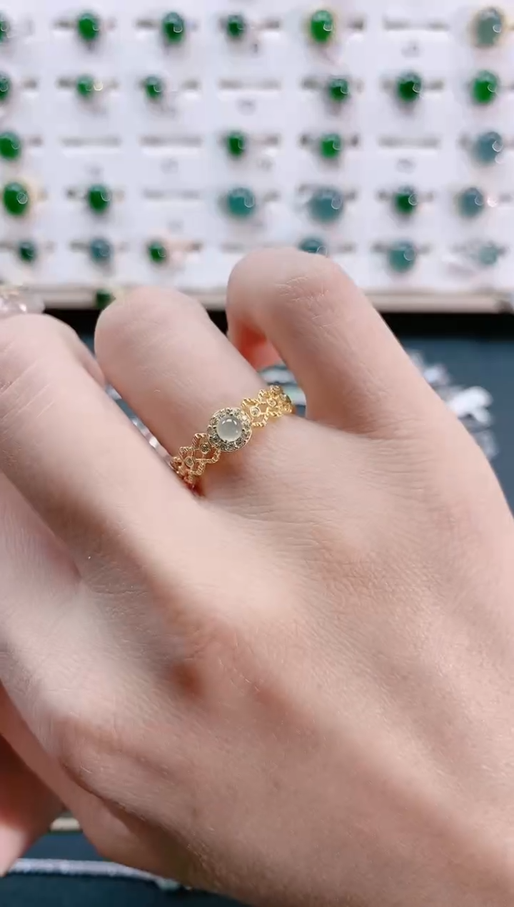 【闪购商品】翡翠戒指银S925镶嵌天然翡翠