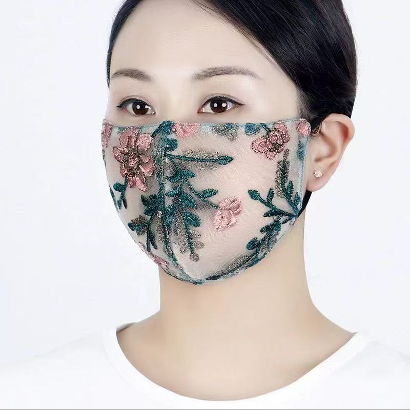 防晒口罩女防紫外线全脸面纱加大夏季薄款国风刺绣透气易呼吸可洗