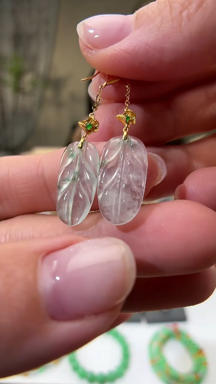 18K金镶嵌翡翠耳饰耳饰