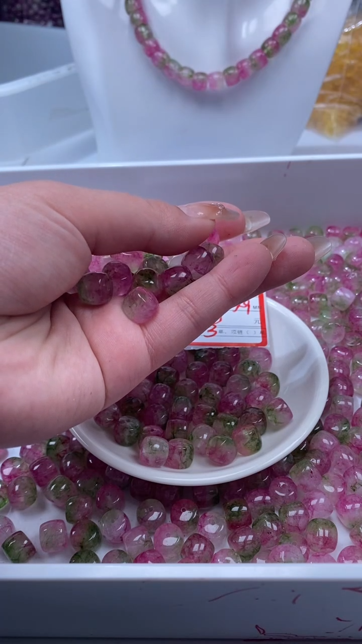 颈饰未镶嵌水晶W2947西瓜碧玺老型10*8mm*6颗