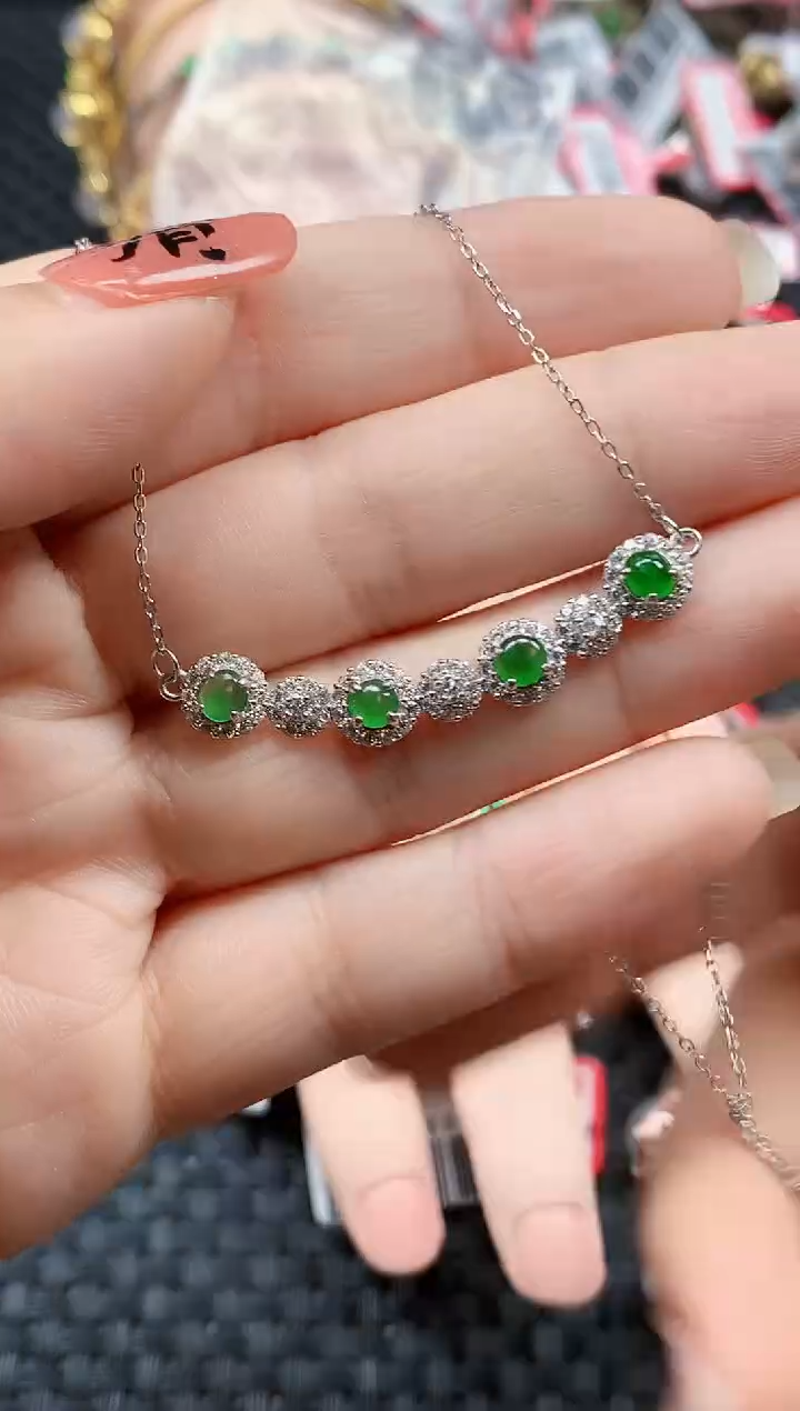 银S925镶嵌戒指翡翠天然A货缅甸翡翠