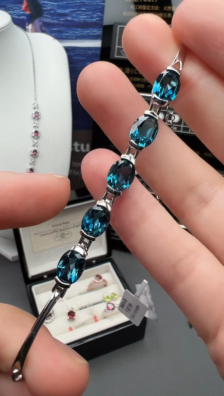 银S925镶嵌托帕石手链7